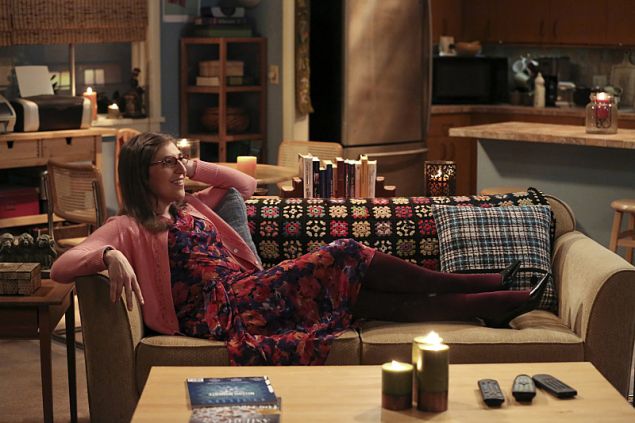 Mayim Bialik as Amy Farrah Fowler.