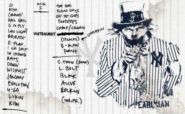 Pearl Jam's set list.