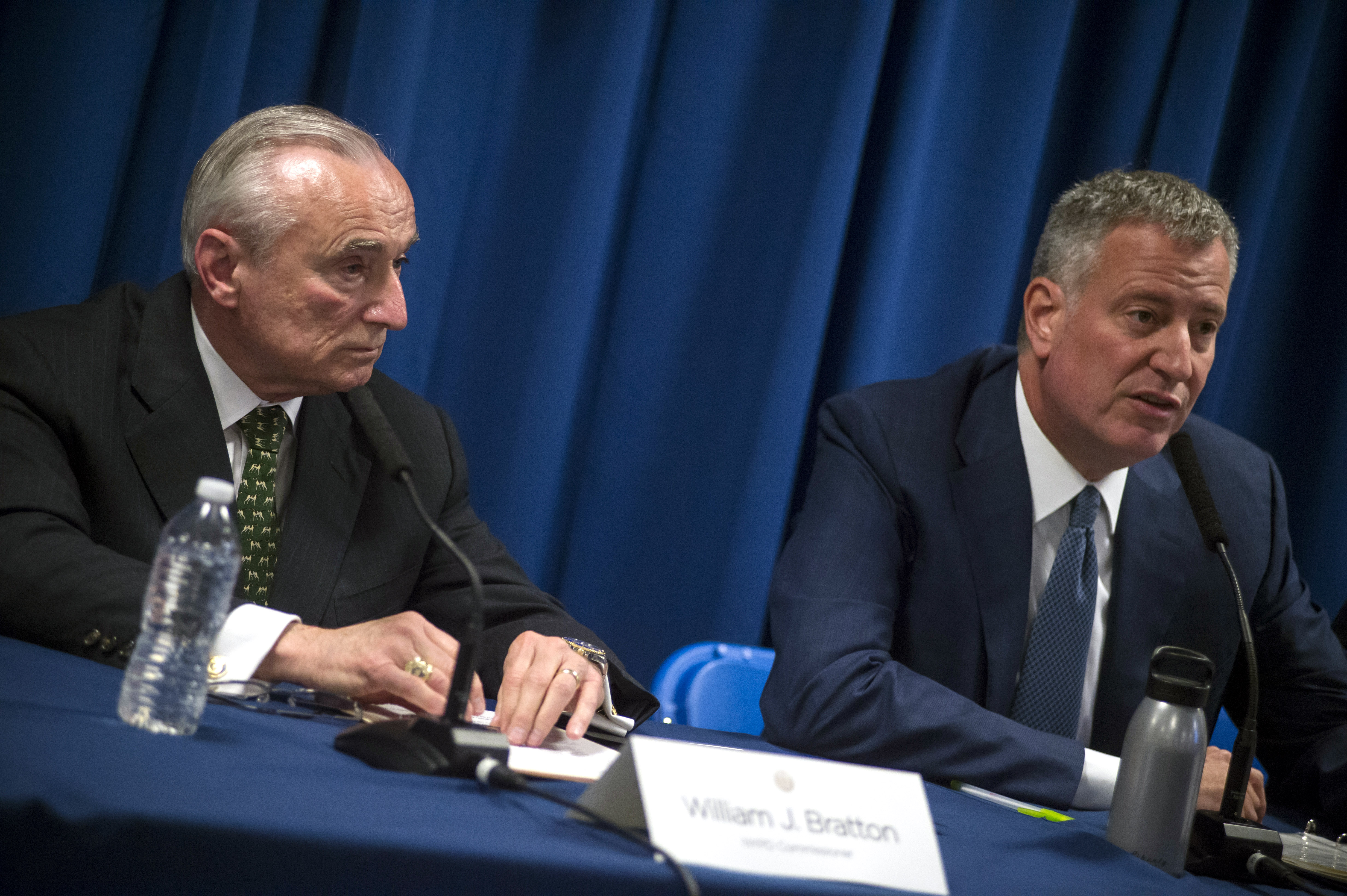 Police Commissioner Bill Bratton and Mayor Bill de Blasio today.