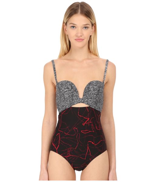 Proenza Schouler Runway Scribble/Static Print Molded One-Piece Swimsuit, $525, Luxury.Zappos.com