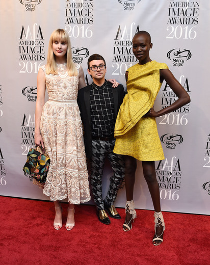 Description - NEW YORK, NY - MAY 24: (L-R) Mari Agory, Christian Siriano and Jasmine Poulton attends the American Apparel & Footwear Association's 38th Annual American Image Awards 2016 on May 24, 2016 in New York City. 