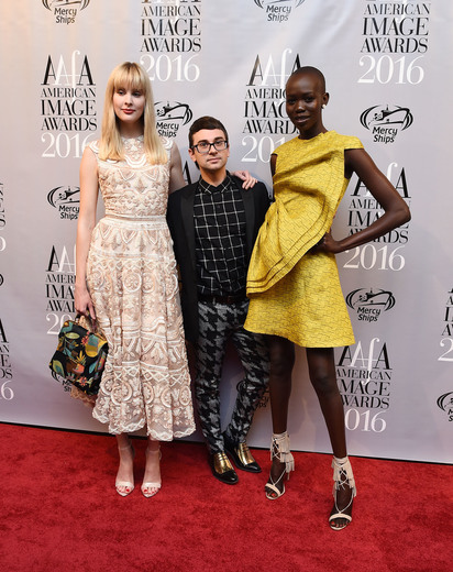 Description - NEW YORK, NY - MAY 24: (L-R) Mari Agory, Christian Siriano and Jasmine Poulton attends the American Apparel & Footwear Association's 38th Annual American Image Awards 2016 on May 24, 2016 in New York City.