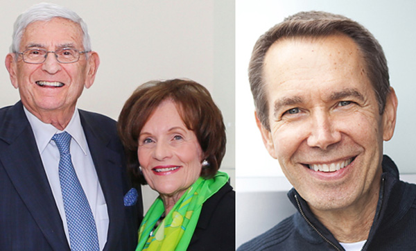 From left: Eli and Edythe Broad and Jeff Koons.