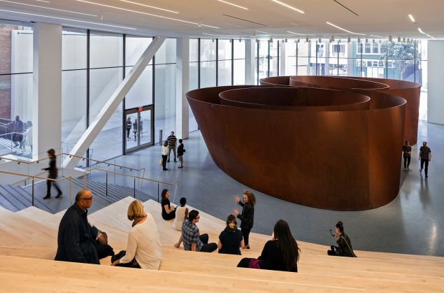 Richard Serra's sculpture Sequence (2006) greets visitors at the new Howard Street entrance.