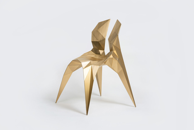 Zhoujie Zhang, Split Chair (SQN3-A) Brass, 2014.