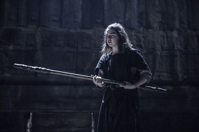 Maise Williams as Arya Stark.