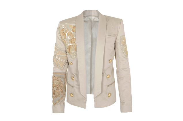 Balmain Embellished Cotton Jacket, $11,100, Balmain Soho, 100 Wooster Street, New York, NY 10012, (212) 966-4200