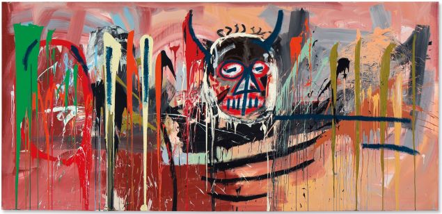 An untitled painting by Jean-Michel Basquiat broke the artist's world auction record, selling for $57.3 million at Christie's on May 10.