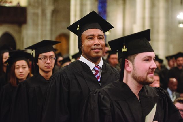 Former Yankee Bernie Williams graduates from Manhattan School of Music. Commencement exercises were held at The Riverside Church on May 13, 2016.