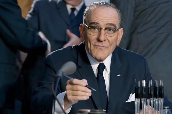 President Lyndon Baines Johnson, played by Bryan Cranston, prepares to sign the Civil Rights Act of 1964.