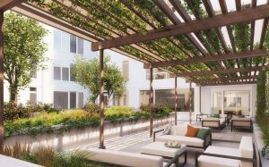 The greenery-bedecked courtyard at FOXFOWLE's Circa Central Park.