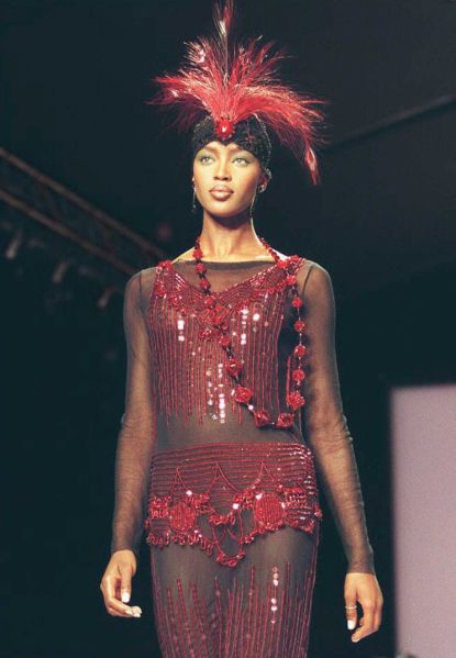 Naomi Campbell in a 1996 Anna Sui runway show