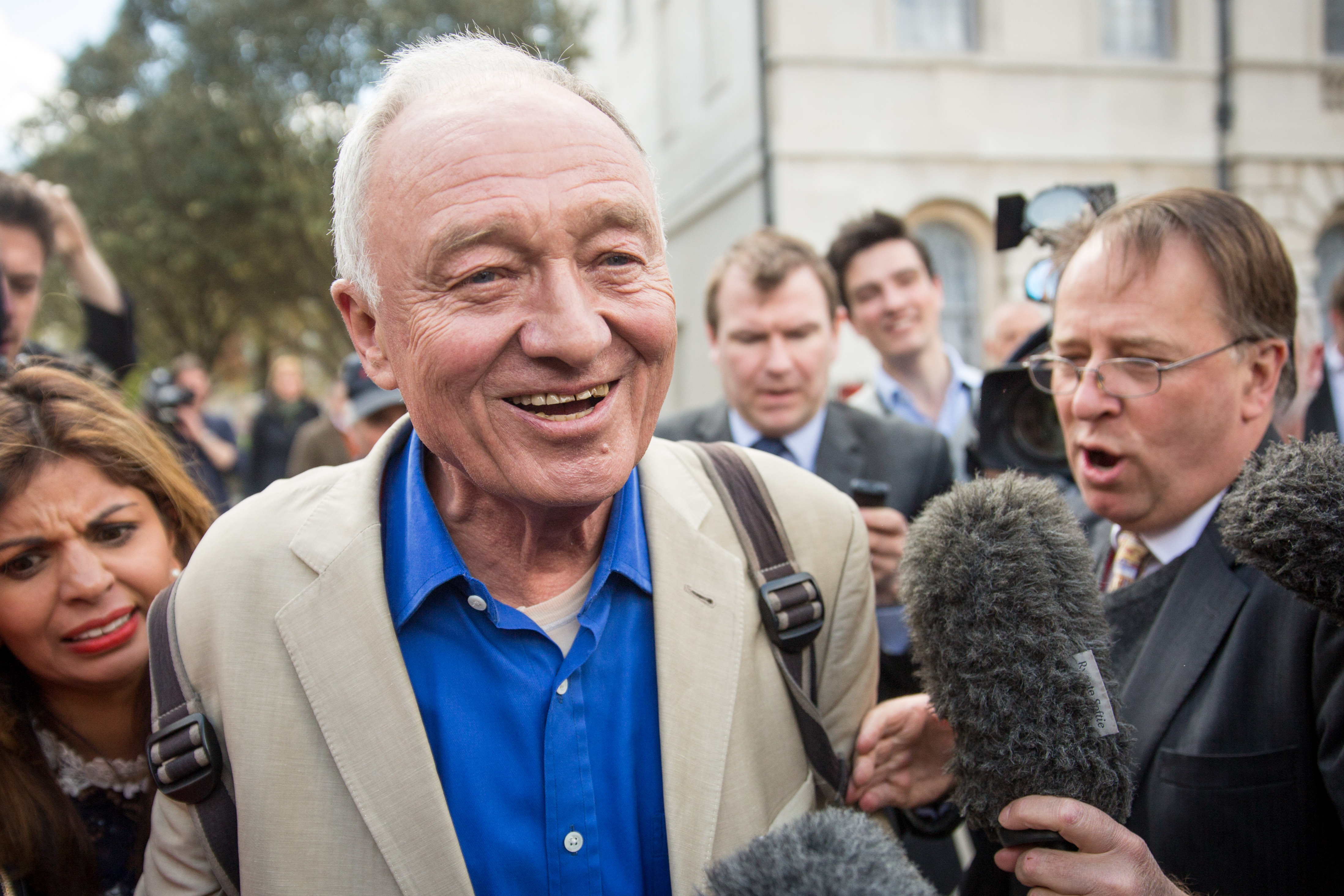 Ken Livingstone speaks to reporters as he leaves Milbank Studios on April 28, 2016 in London, England. Mr Livingstone has been suspended from Labour Party for comments made while defending Naz Shah, the Labour MP suspended over 'anti-Semitic' comments. 