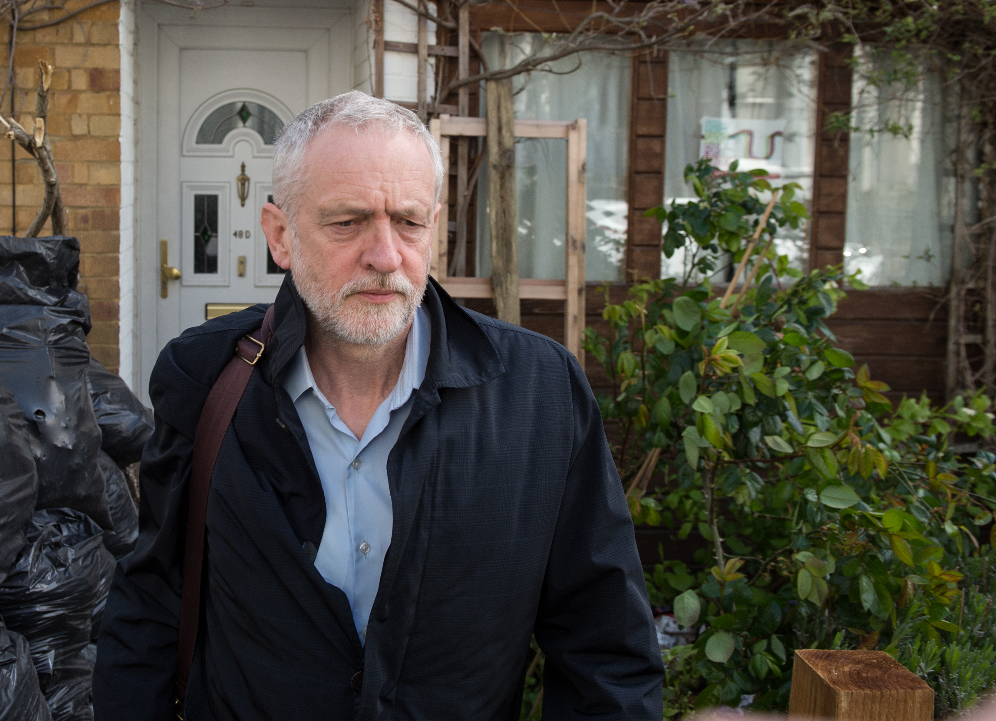 LONDON, ENGLAND - APRIL 29: Labour party leader Jeremy Corbyn leaves his home in the morning on April 29, 2016 in London, England. Mr Corbyn has denied that his party is in crisis after Ken Livingstone was suspended from the party for comments made defending an MP accused of anti-Semitism.