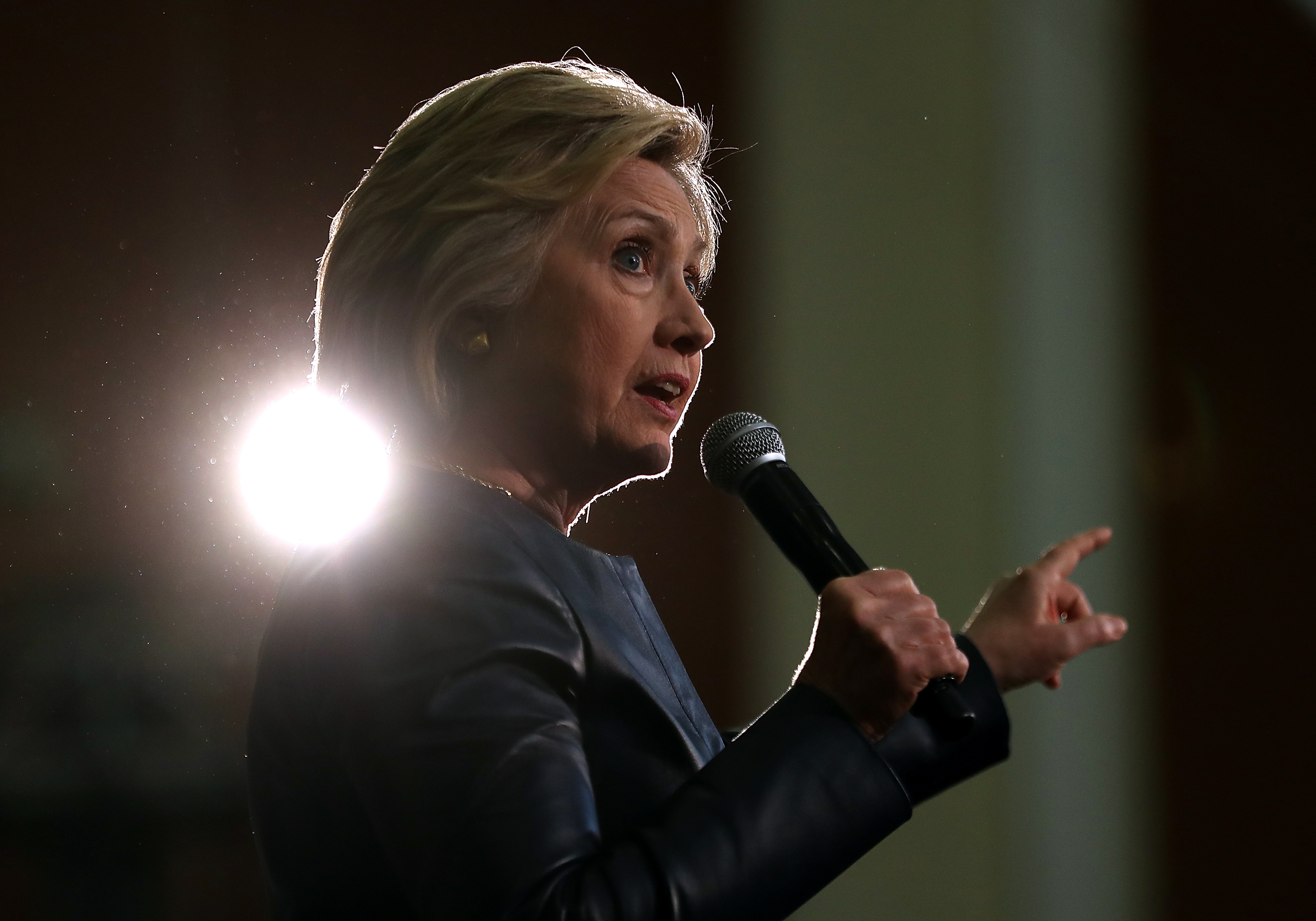 Democratic presidential candidate former Secretary of State Hillary Clinton speaks during a campaign rally on May 6, 2016 in Oakland, California. Hillary Clinton is campaigning in California ahead of the State's presidential primary on June 7th.