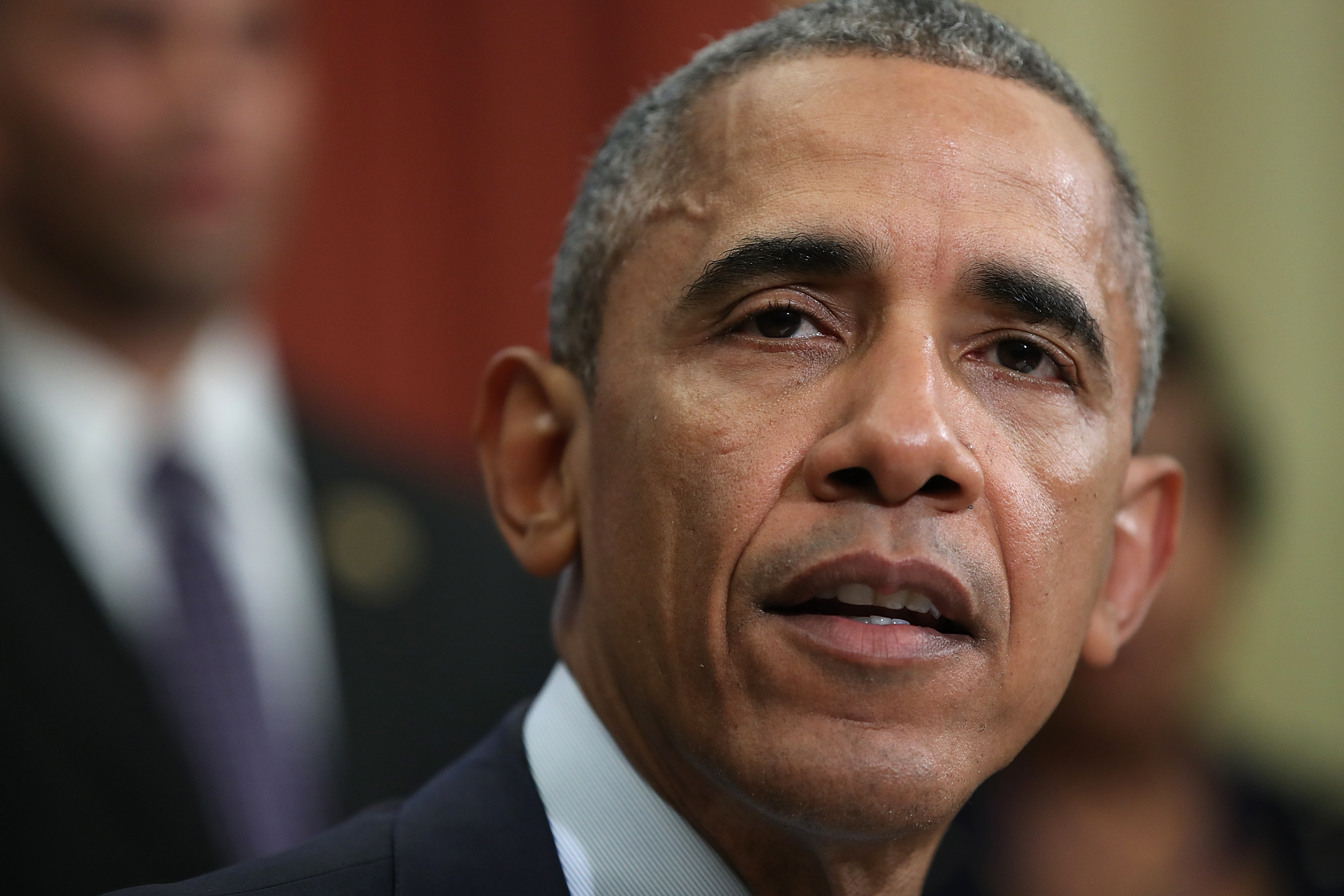 U.S. President Barack Obama delivers remarks after signing the Defend Trade Secrets Act of 2016 in the Oval Office of the White House May 11, 2016 in Washington, DC. The bill creates a federal civil cause of action for trade secret theft in an effort to help protect intellectual property rights.