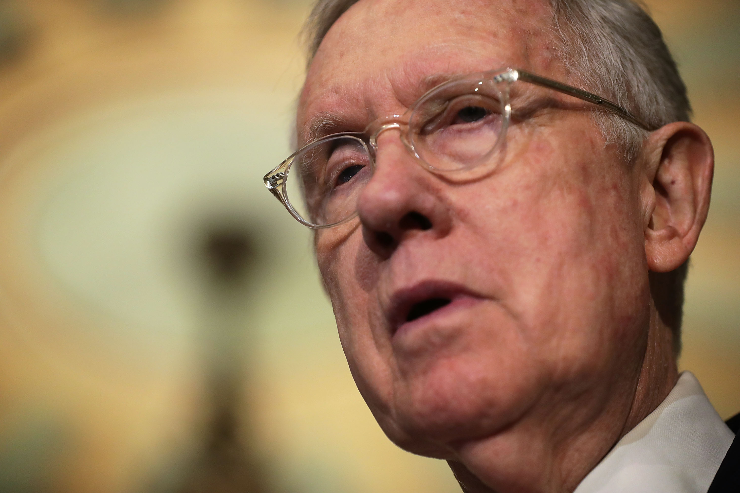 U.S. Senate Minority Leader Sen. Harry Reid (D-NV) participates in a news briefing after the weekly Senate Democratic Policy Committee luncheon May 24, 2016 on Capitol Hill in Washington, DC. Senate Democrats held a policy luncheon to discuss Democratic agenda.