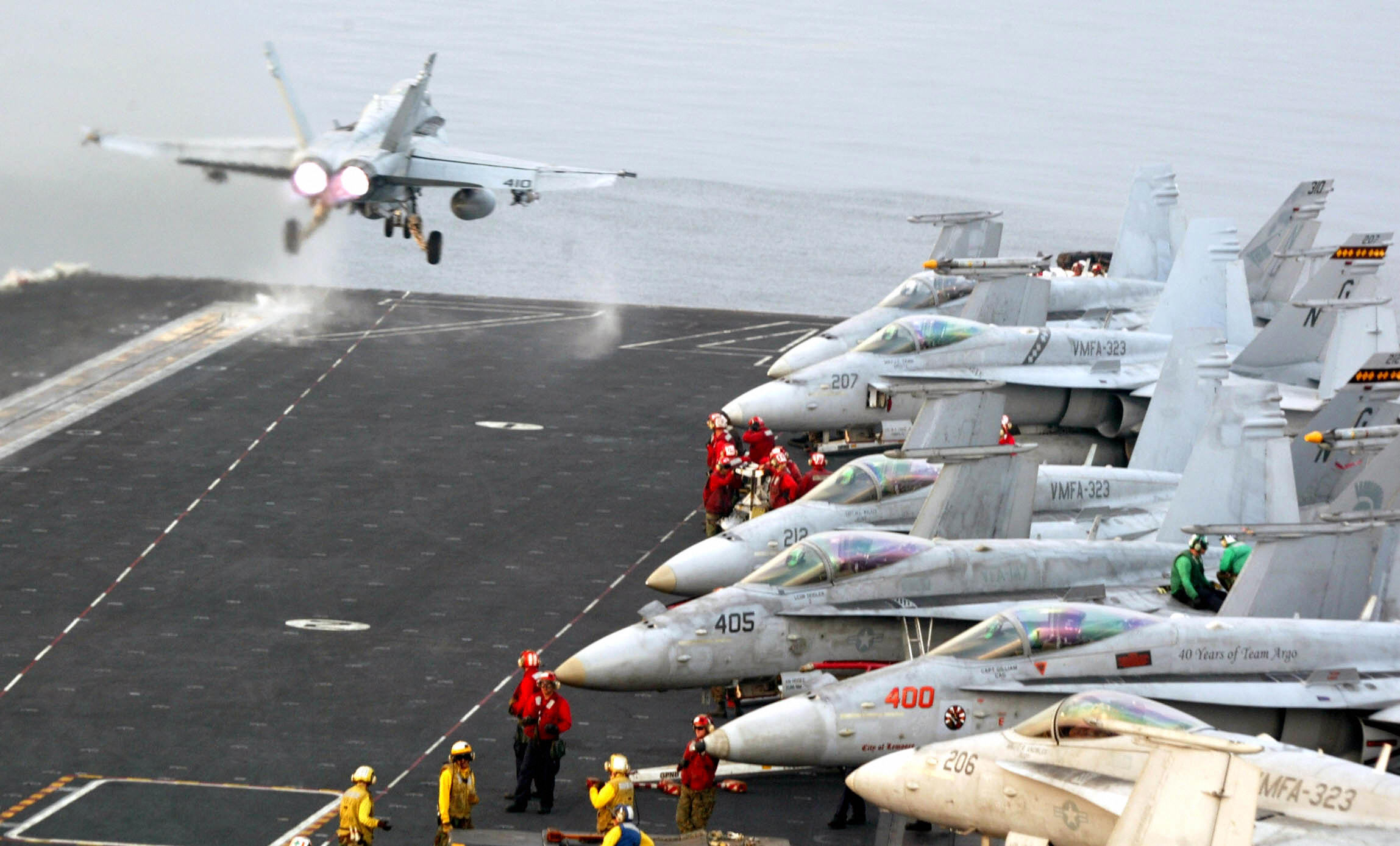A Super Hornet takes off on board the USS John C. Stennis in the Gulf of Oman off the coast of Pakistan, 23 February 2007.