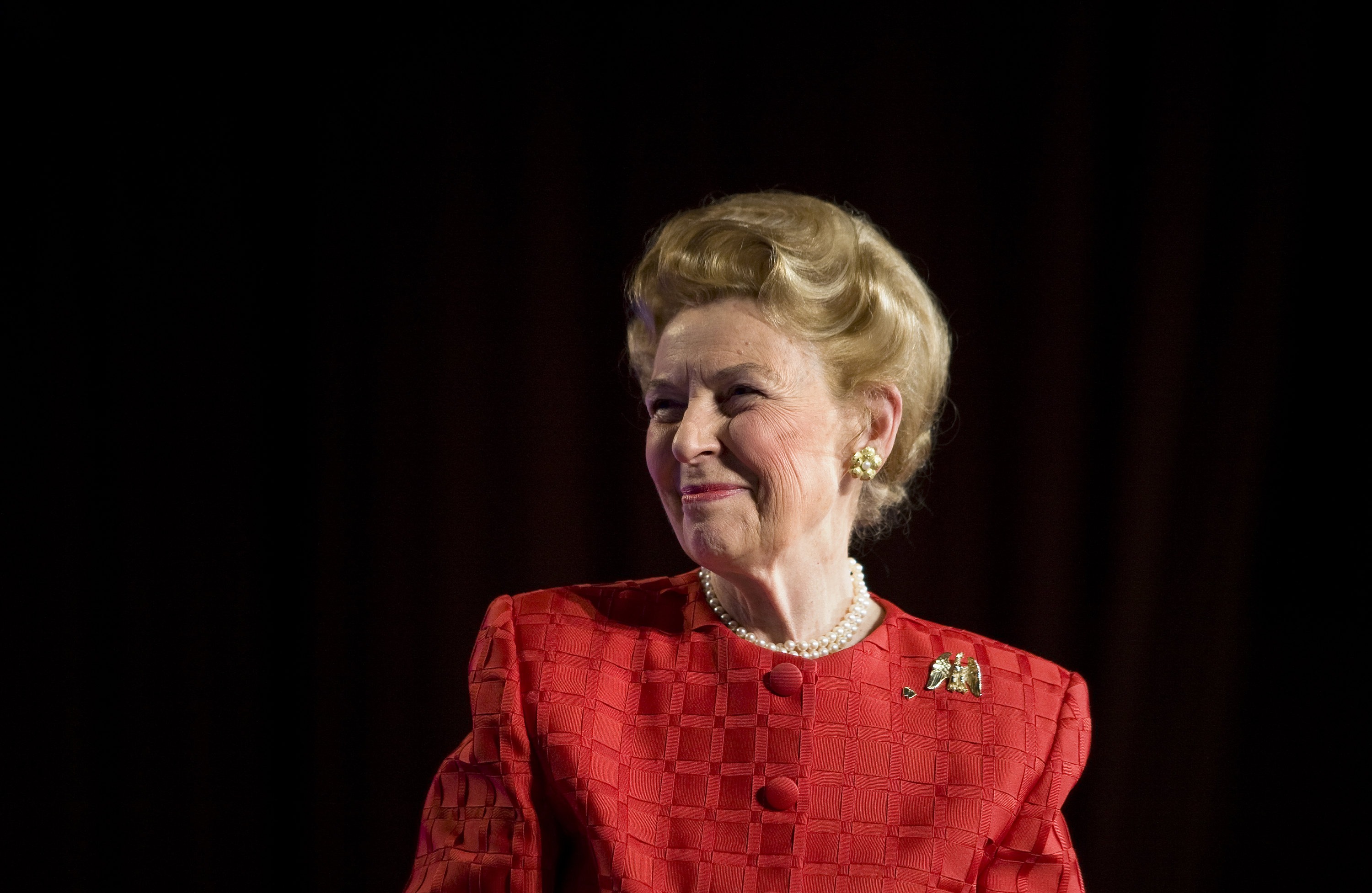 Phyllis Schlafly, president of the Eagle Forum, listens to applause during the Family Research Council's 2007 Washington briefing October 19, 2007 in Washington, DC. The legislative action arm of the Family Research Council held the yearly event at which 2008 U.S. presidential hopefuls spoke, including Rep. Tom Tancredo (R-CO), former Massachusetts Gov. Mitt Romney and others.