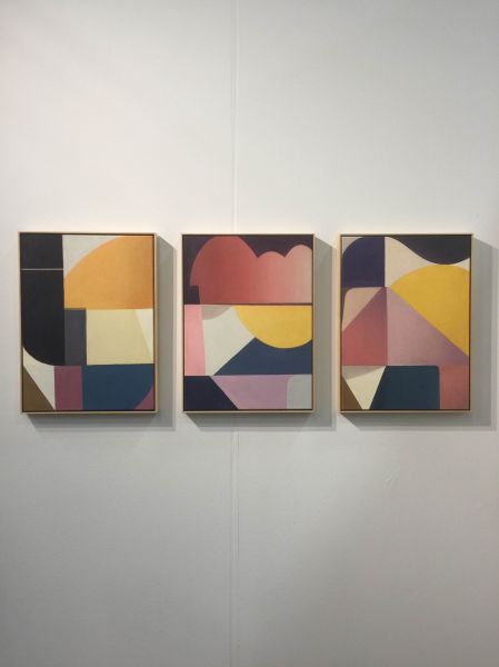 Paintings by Bernhard Buhmann in the booth of Carbon12Dubai.
