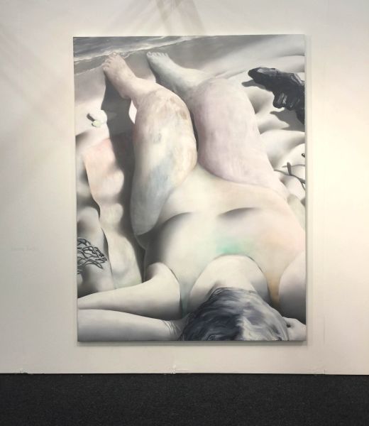A painting by Jordan Casey in the booth of Nicelle Beauchene.