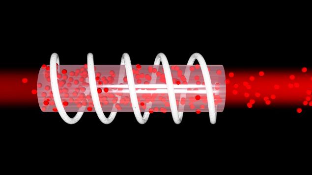 A rendering of Theodore Maiman's ruby laser.