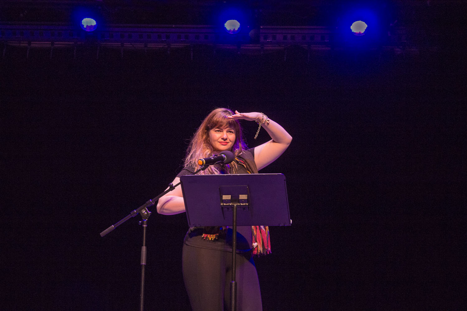 Actress and poet Amber Tamblyn looking for an audience participant for her dare, a lap dance and journal reading.