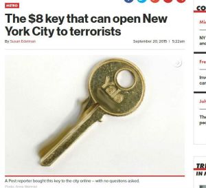 New York's so-called master key, bought on Ebay, photographed in the New York Post (smudge added).