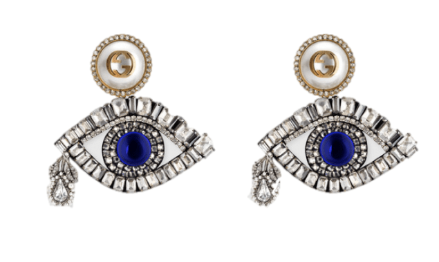 Gucci Eye Earrings with Crystals, $1,150, Gucci.com