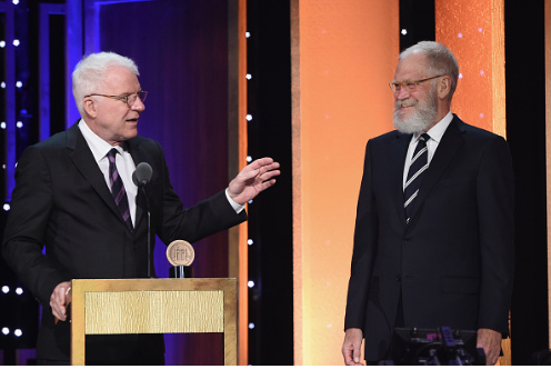 Steve Martin and David Letterman at the 75th Anniversary Peabody Awards.