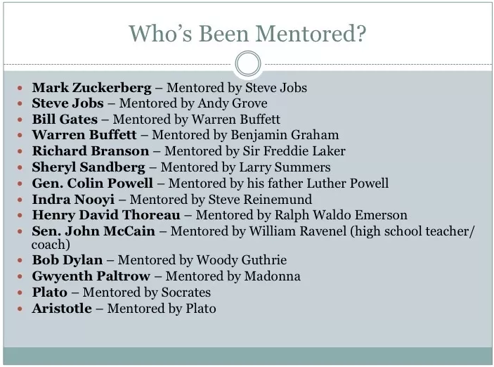 The success of these people is likely tied to their mentors.