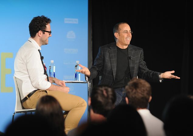 Jesse David Fox and Jerry Seinfeld in conversation at last year's Vulture Festival.