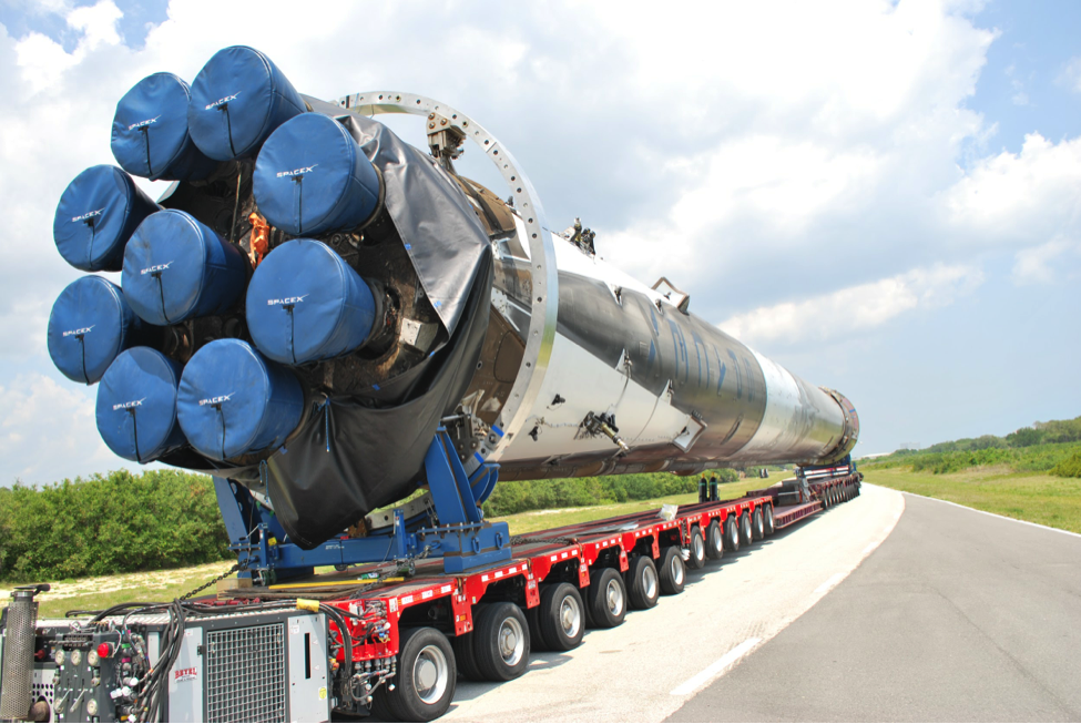 The business end of the recovered Falcon 9 rocket.