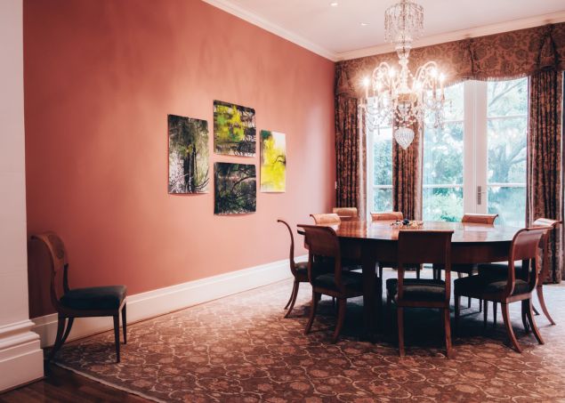 In the dining room, works by Jim Hodges and Tony Feher.