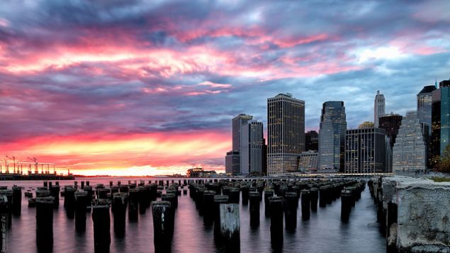 The view of Lower Manhattan from Brooklyn.