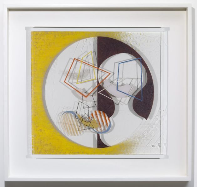 László Moholy-Nagy, Space Modulator, 1939–45. Oil and incised lines on Plexiglas, in original frame.