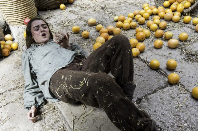 Maisie Williams as Arya Stark.