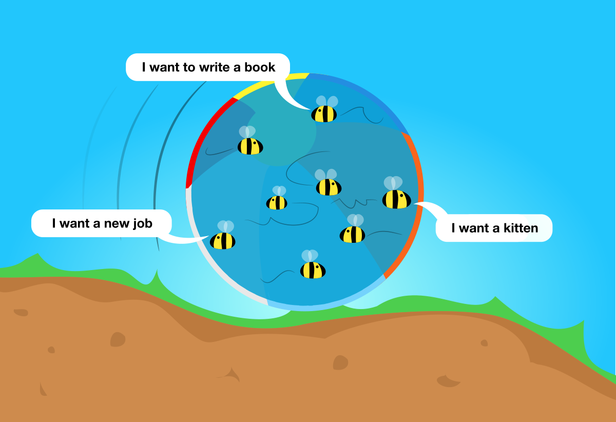 The beach ball filled with bees
