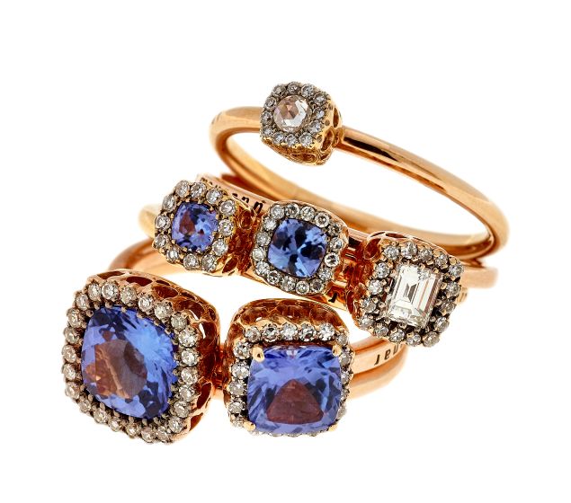 Selim Mouzannar Beirut Collection Bouquet of Rings in Tanzanite, White Sapphire & Diamonds, Price Upon Request