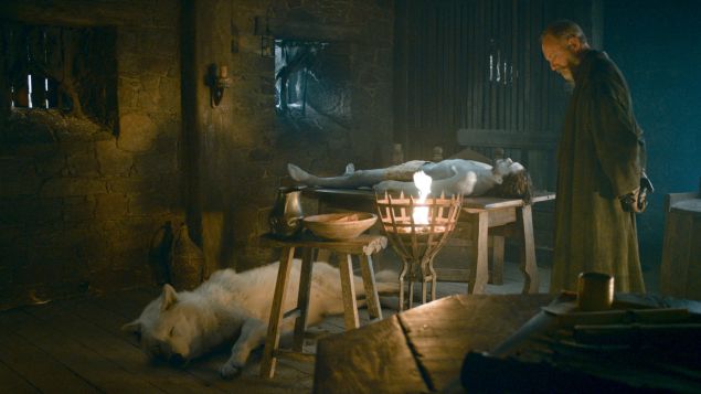 Kit Harington as Jon Snow and Liam Cunningham as Davos Seaworth.