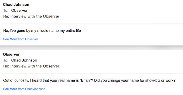 It's his MIDDLE NAME. HE CHOSE TO GO BY CHAD!