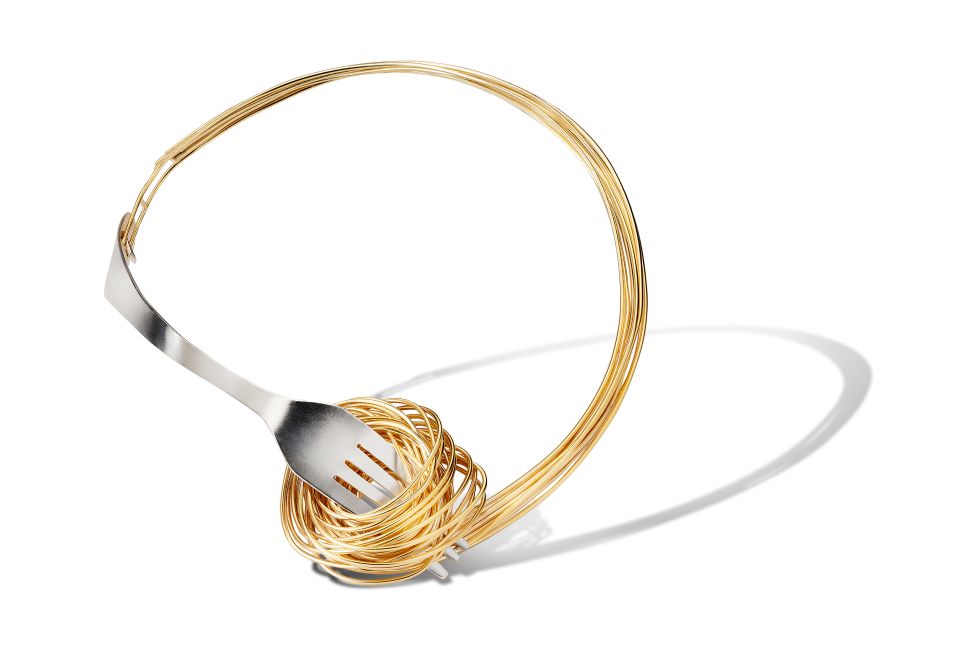 A fork and spaghetti necklace by Gianni de Benedittis