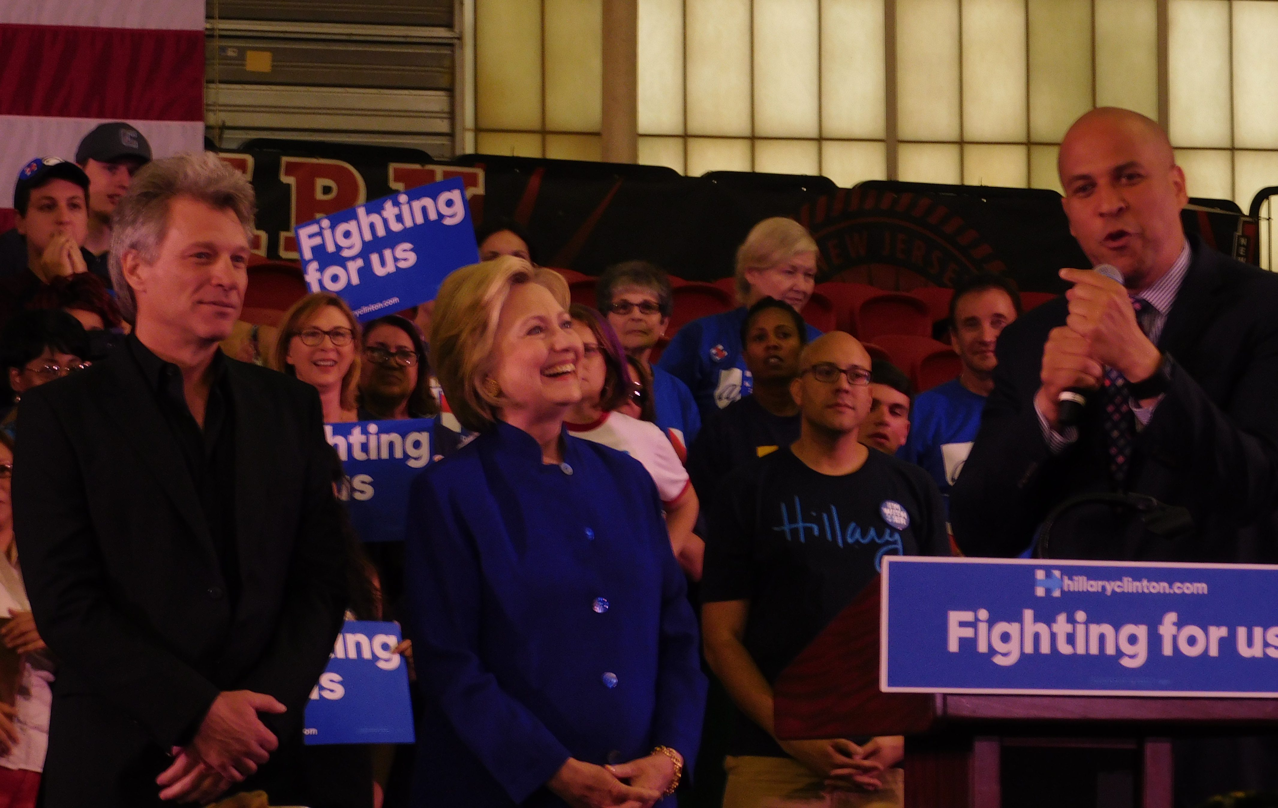 Jon Bon Jovi, Hillary Clinton and Cory Booker.