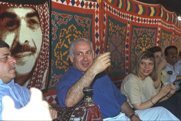 The Israeli prime minister with Bedouin in Jordan.