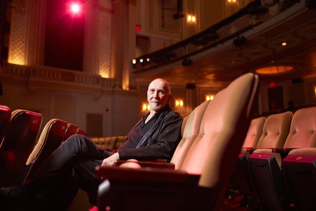 Actor Frank Langella sitting inside of the Friedman Theatre, 261 West 47th St., New York, New York, May 24, 2016. 