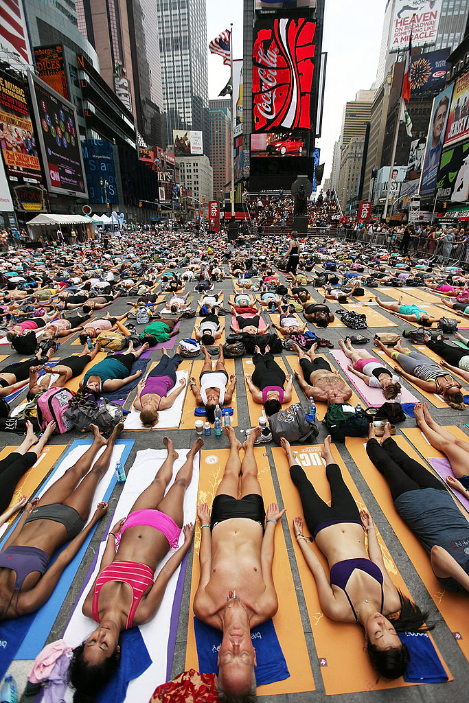 Because nothing says relaxation like lying down in Times Square.
