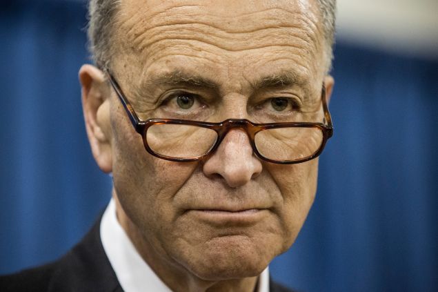 NEW YORK, NY - MARCH 31: U.S. Sen. Charles Schumer (D-NY) attends a press conference announcing federal funding for Super Storm Sandy recovery efforts on March 31, 2015 in New York City. The FEMA grant is the largest single grant in U.S. history for disaster relief.