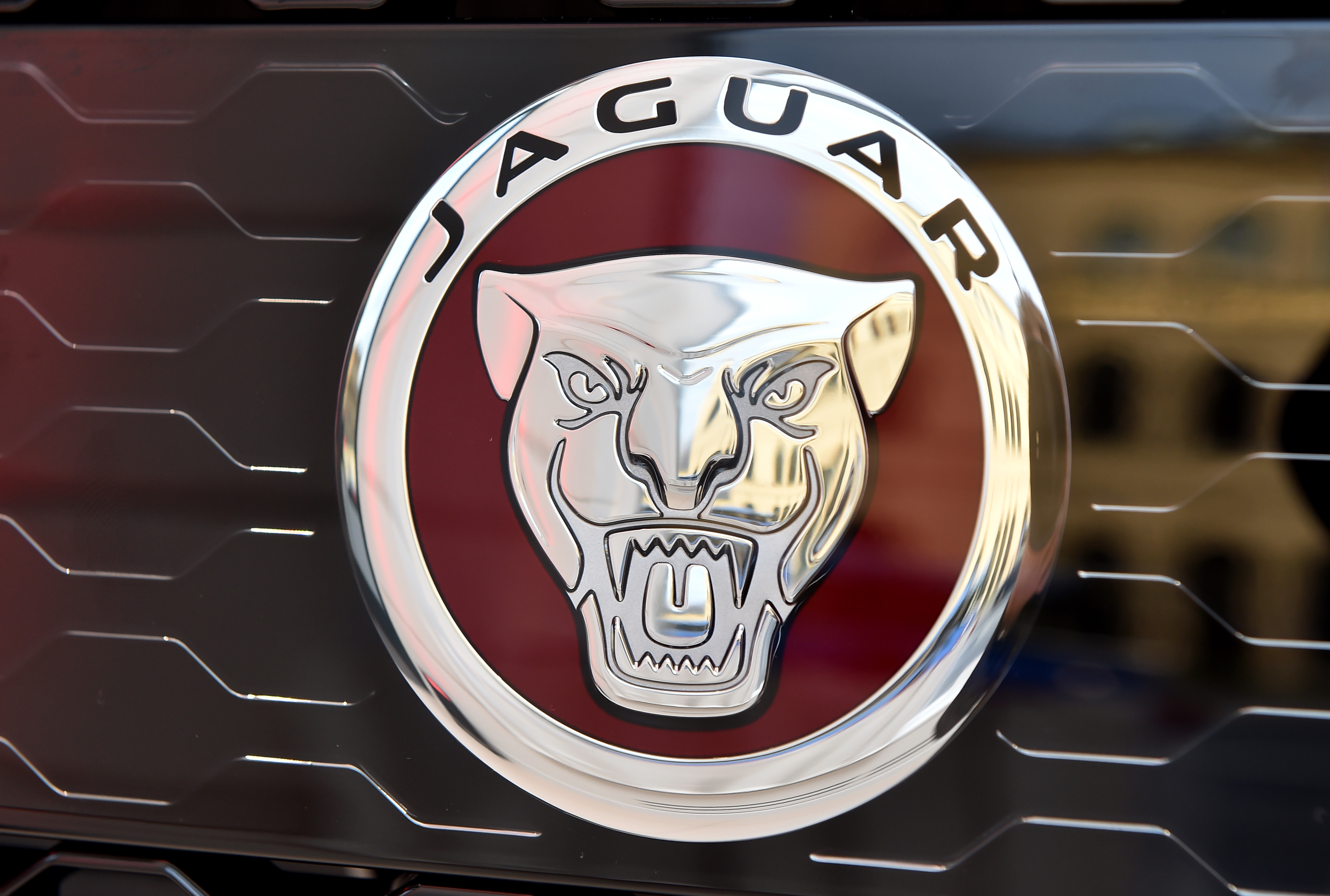 MUNICH, GERMANY - APRIL 14: The new Jaguar Logo is seen during the Jaguar presentation of the new Jaguar F-Pace at Jaguar & Landrover- Markenboutique Odeonsplatz on April 15, 2016 in Munich, Germany. 