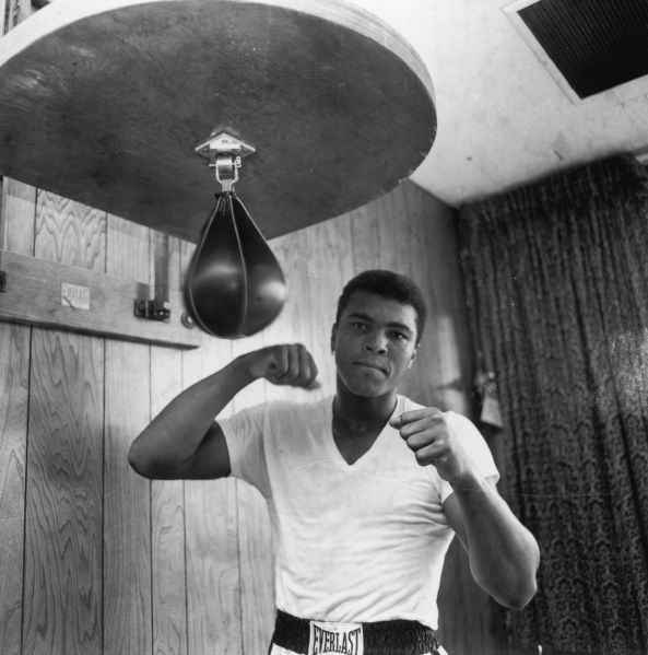 American Heavyweight boxer Cassius Clay (later Muhammad Ali), training in his gym, 21st May 1965. 