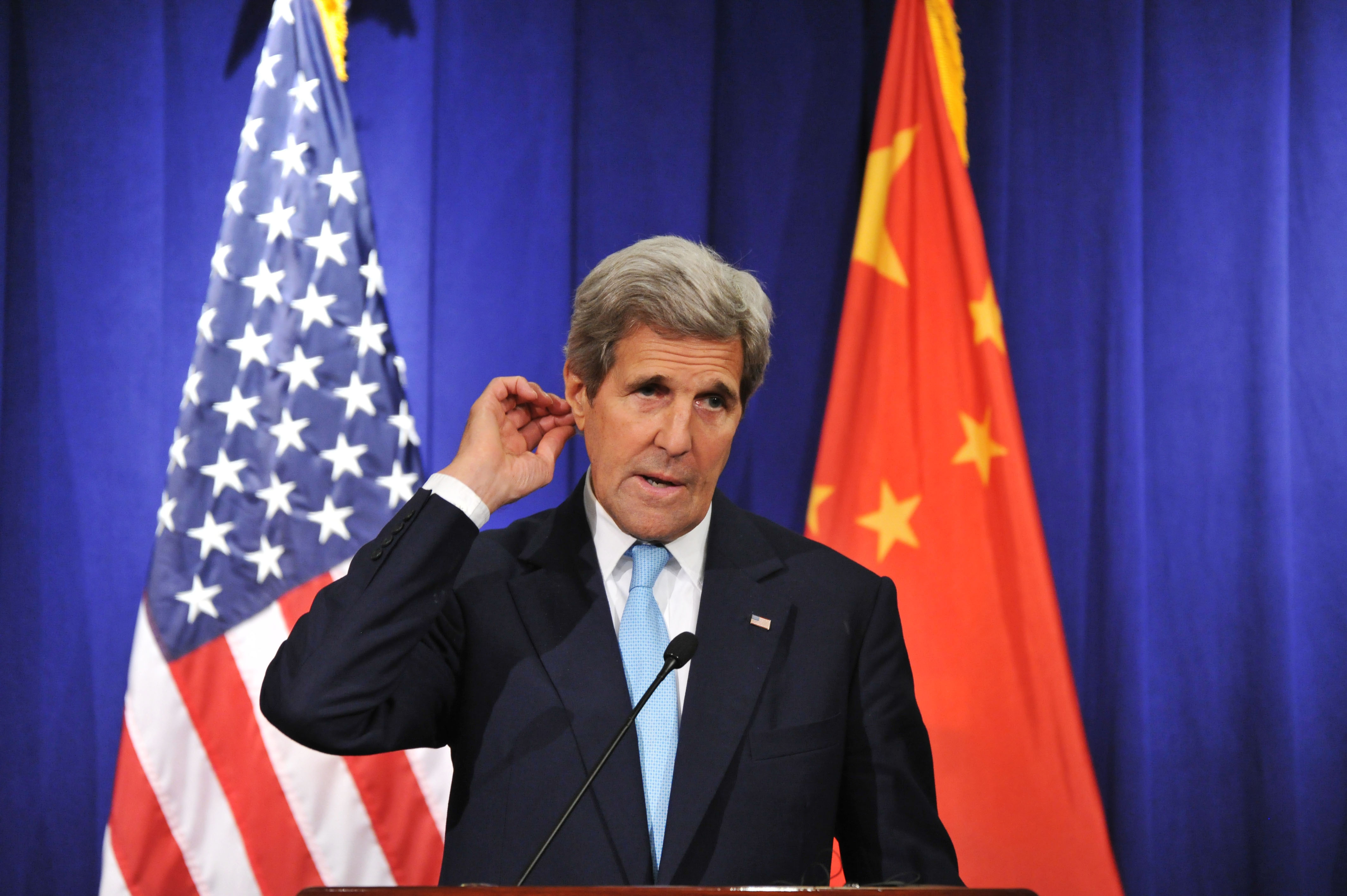 BEIJING, CHINA - JUNE 07: (CHINA OUT) US Secretary of State John Kerry delivers a speech on a press conference during the Eighth Round of US - China Strategic and Economic Dialogues & the Seventh Round of US - China High-Level Consultation on People-to-People Exchange on June 7, 2016 in Beijing, China. As two large economic nations, the dialogues and cooperation between US and China will make significant repercussions to world economy.